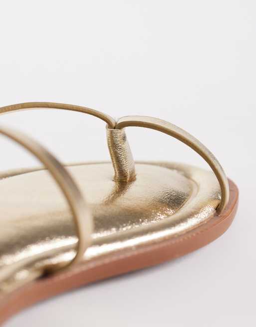 ASOS DESIGN Wide Fit Felicity strappy sandals in gold, 3 of 4