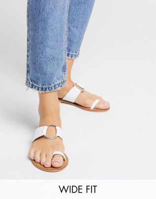 white toe loop sandals