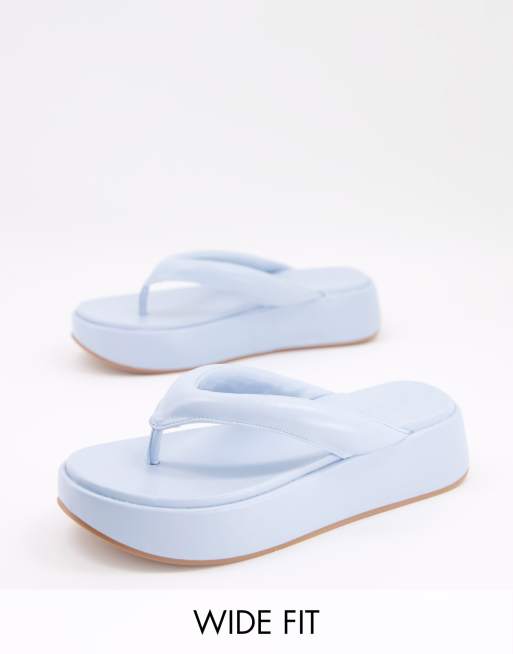 ASOS DESIGN Wide Fit Ferris chunky toe thong sandals in blue