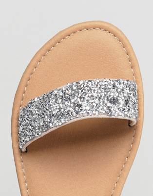 asos design wide fit fi embellished flat sandals