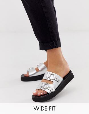 asos design favoured leather flat sandals