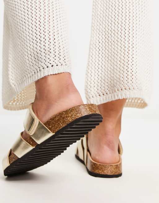 Asos gold sales flat sandals