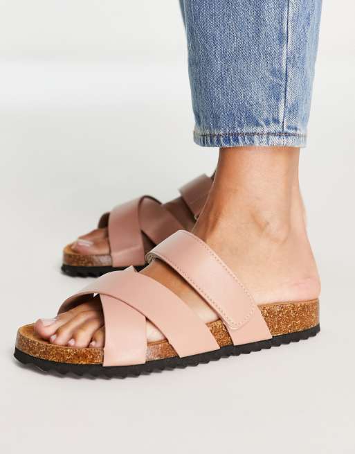 Cross strap hot sale footbed sandals