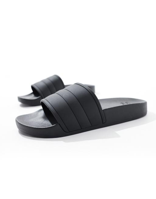 ASOS DESIGN Wide Fit Final pool sliders in black ASOS
