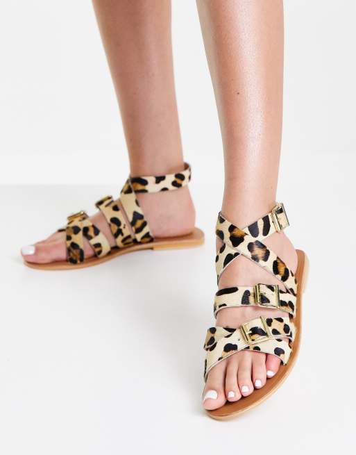 Leopard cheap gladiator sandals