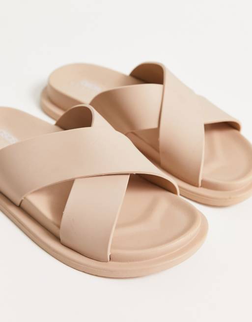 ASOS DESIGN Wide Fit - Fixation - Sandales souples en plastique à brides croisées - Beige , 4 de 4
