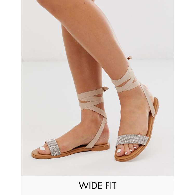 Asos design flawless deals tie leg flat sandals