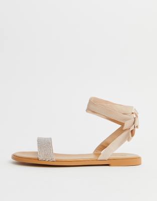 asos design flawless tie leg flat sandals