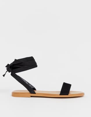 asos design flawless tie leg flat sandals