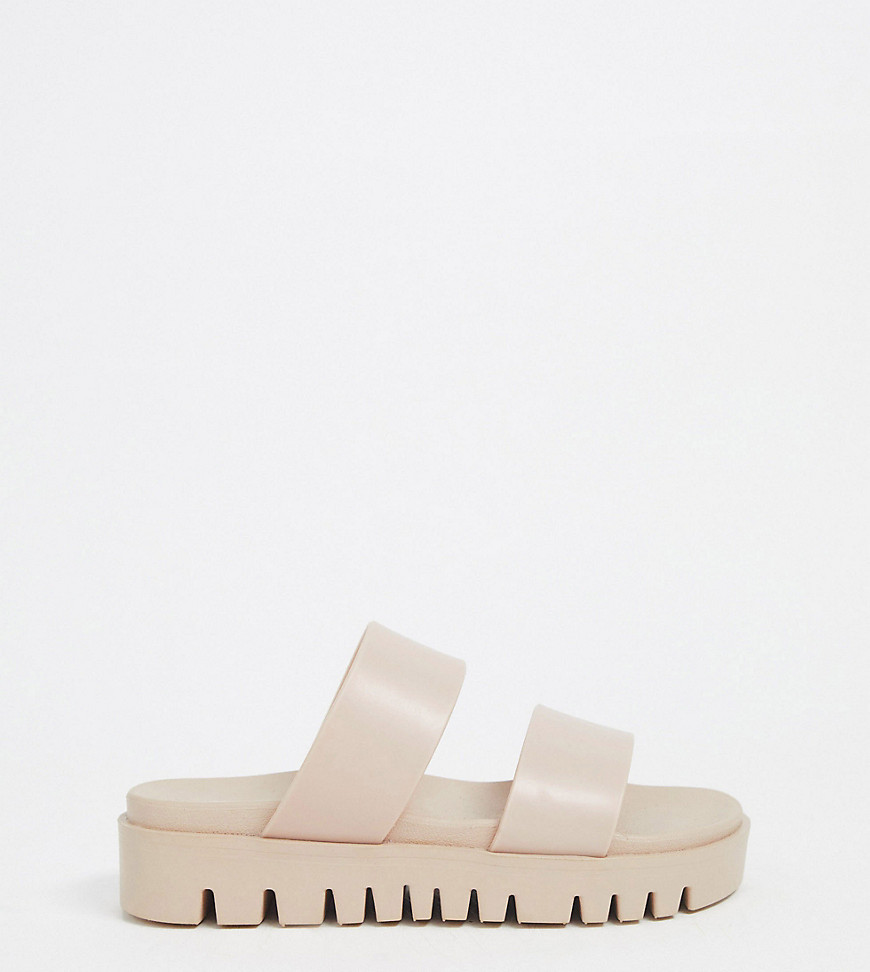 ASOS DESIGN Wide Fit Fletch chunky jelly flat sandals in beige