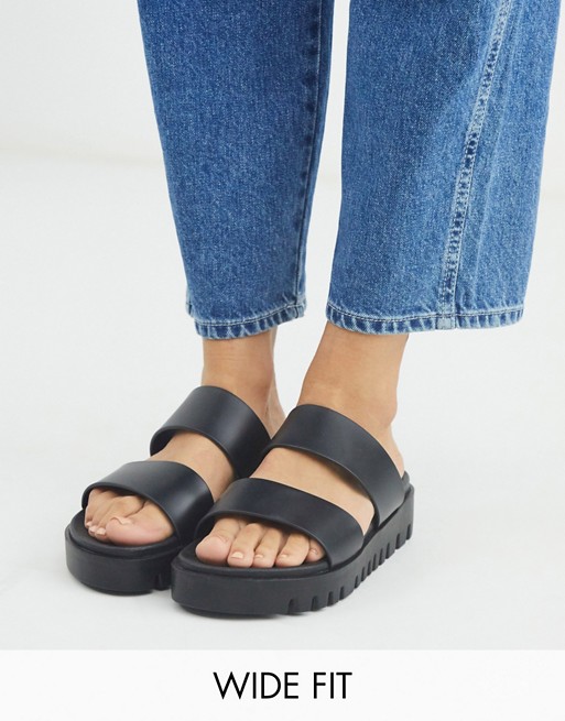 ASOS DESIGN Wide Fit Fletch chunky jelly flat sandals in black