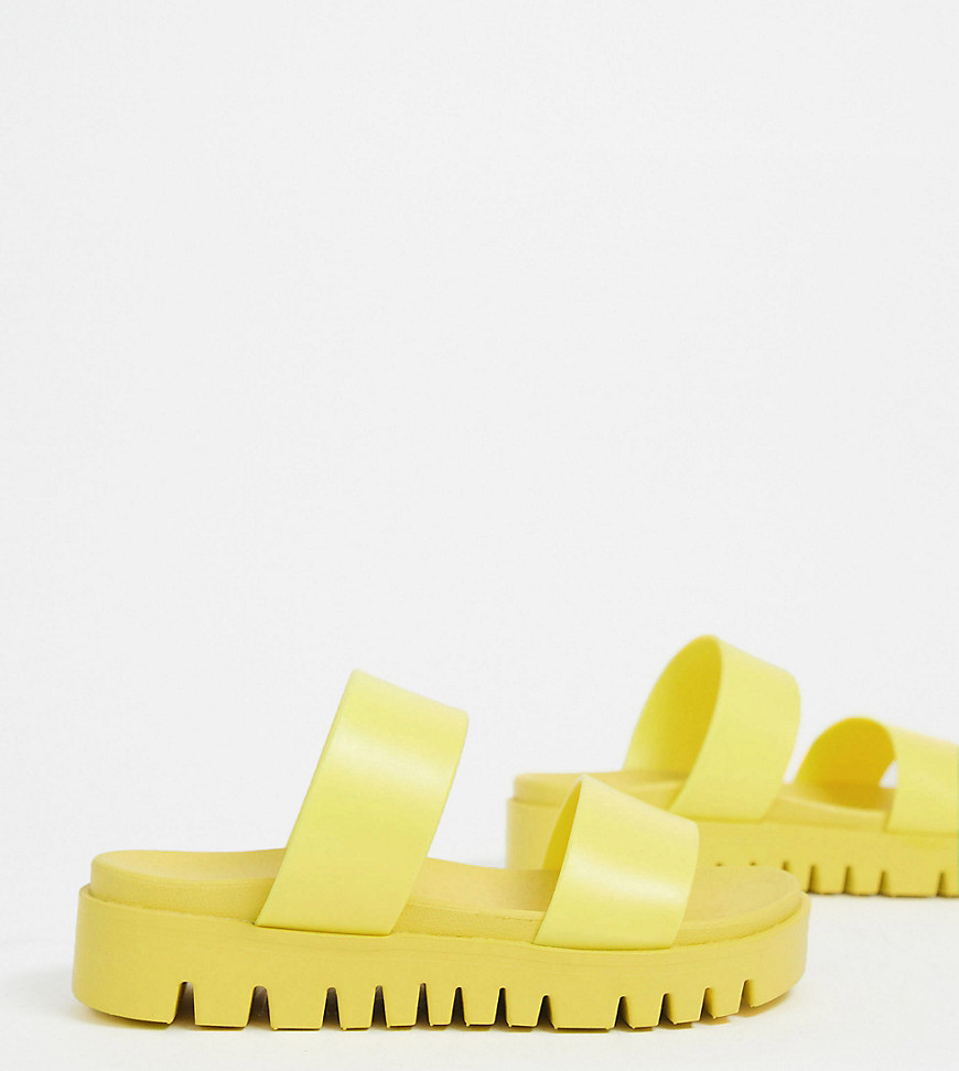 ASOS DESIGN Wide Fit Fletch chunky jelly flat sandals in yellow