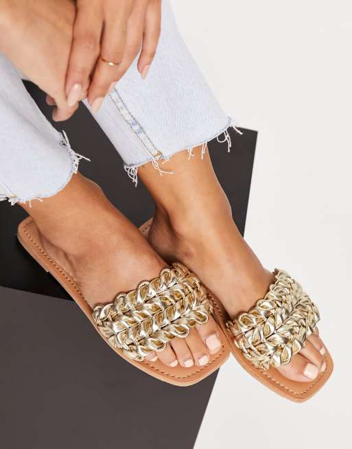 Asos gold store flat sandals