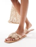 [ASOS DESIGN Wide Fit] ASOS DESIGN Wide Fit Flora woven mule sandals in natural-Neutral 7 NATURAL