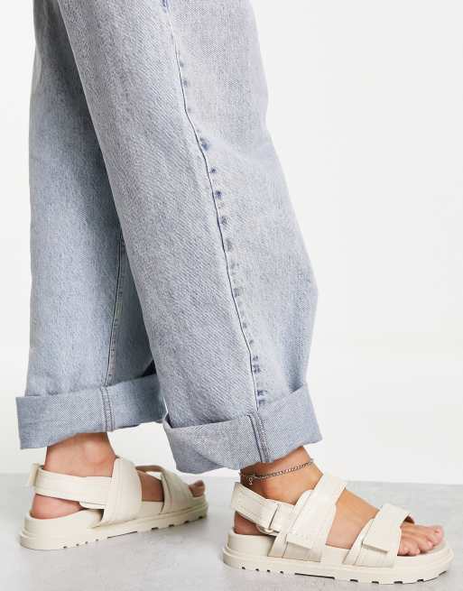 ASOS DESIGN Wide Fit Flume sporty flat sandals in off white, 2 of 4