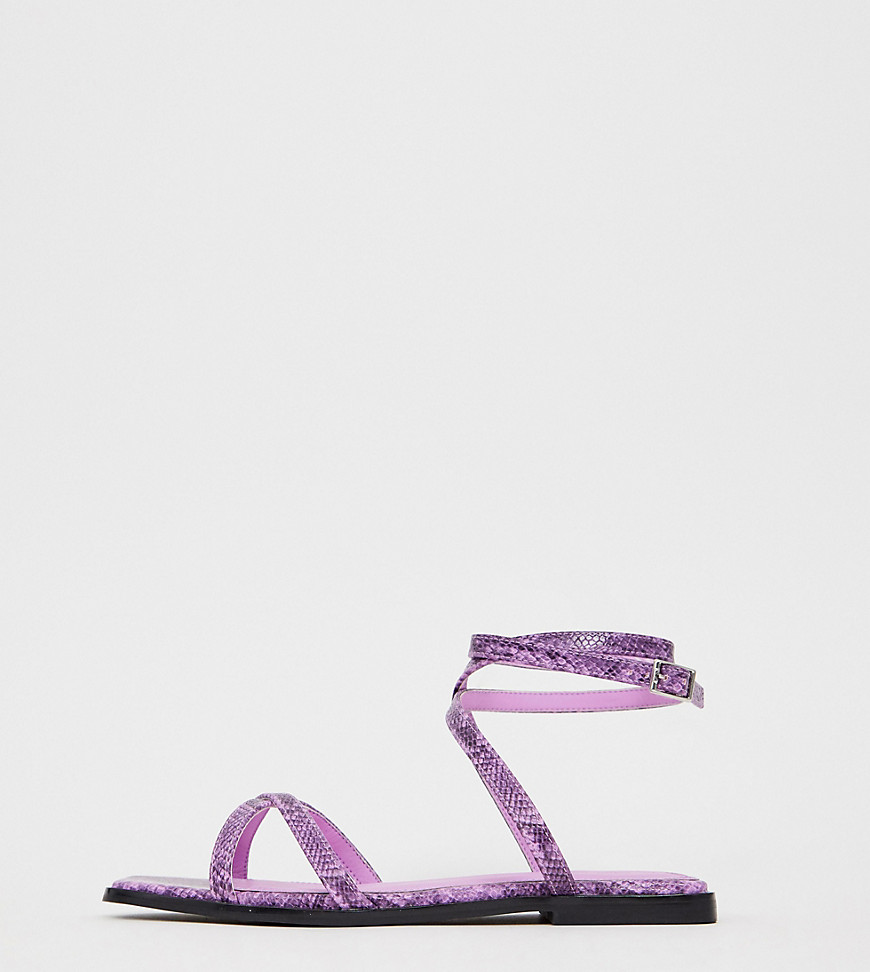 ASOS DESIGN Wide Fit Foresight strappy sandals in snake-Multi