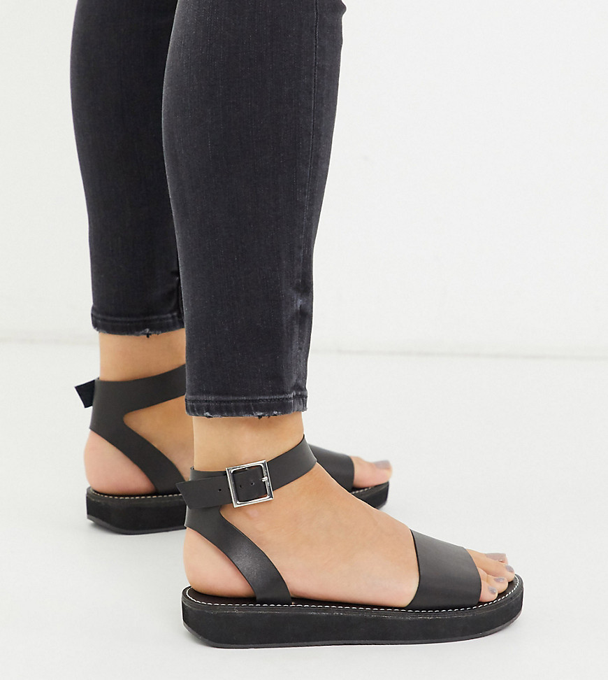 ASOS DESIGN Wide Fit Forlong chunky flatform sandals in black