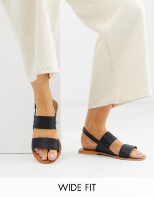 flat black sandals wide fit