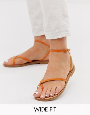 orange toe post sandals