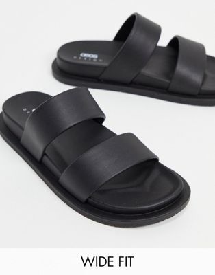 ASOS DESIGN Wide Fit Friday jelly flat sandals in black | ASOS