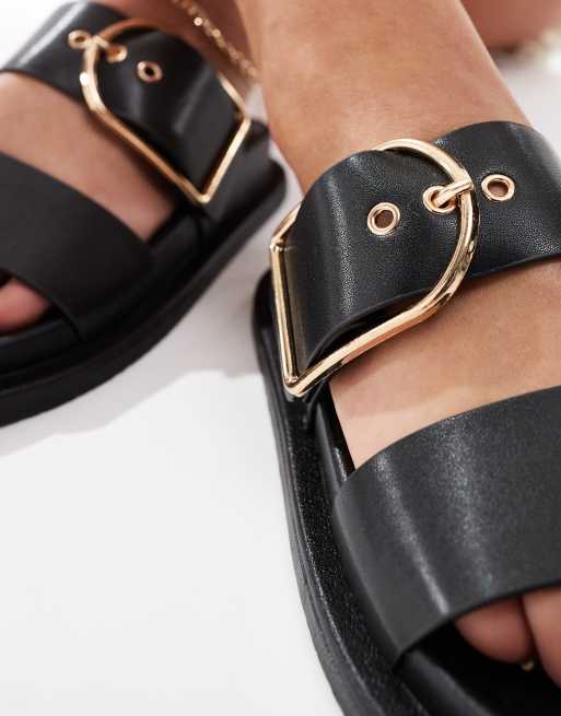 ASOS DESIGN Wide Fit - Frozen - Claquettes à double bride - Noir, 2 de 4