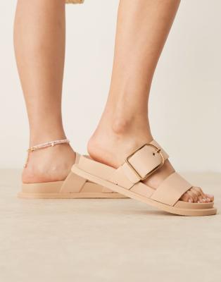Asos Design Wide Fit Frozen Double Strap Slider In White