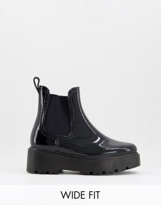 Chaussures DESIGN Wide Fit - Gadget - Bottines de pluie chelsea style chunky - Noir