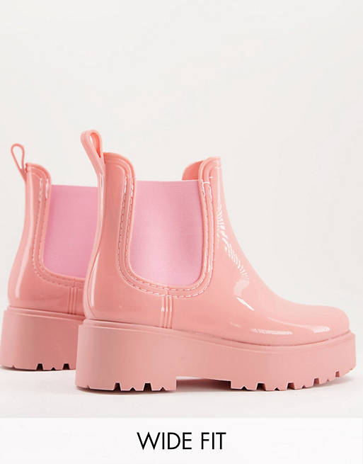 Shoes Boots/Wide Fit Gadget chunky chelsea rain boots in pink 