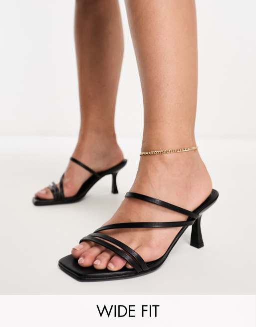 Black strappy shoes outlet mid heel