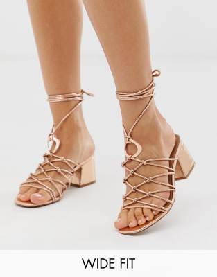 knotted strappy block heeled sandals