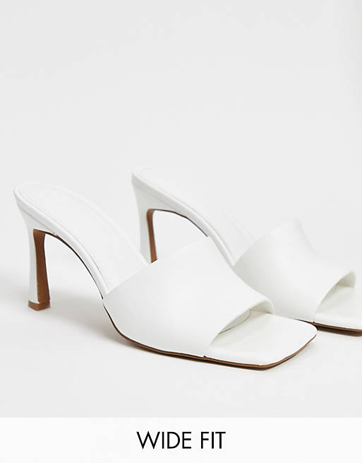 Shoes Heels/Wide Fit Hattie mid-heeled mule sandals in white 