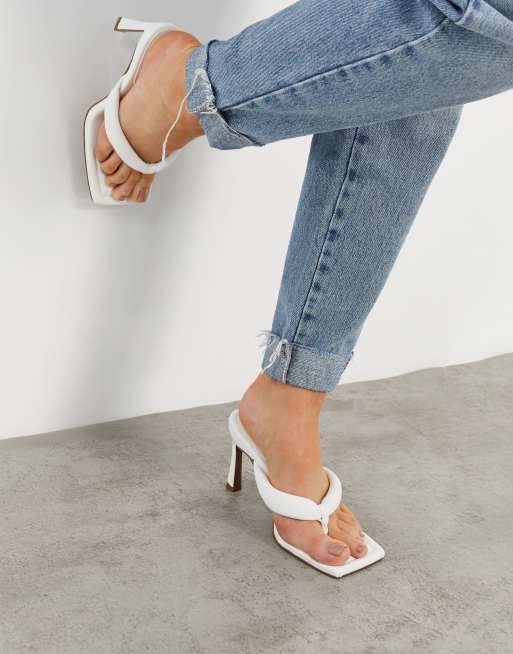 White thong sandals with heels sale