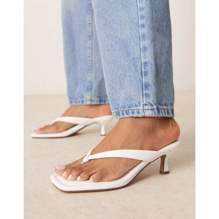 Wide Fit White Toe Thong Heeled Sandals ASOS DESIGN Wide Fit