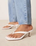 [ASOS DESIGN Wide Fit] ASOS DESIGN Wide Fit Hawaii toe thong kitten heeled sandals in white 10 WHITE