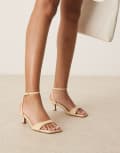 [ASOS DESIGN Wide Fit] ASOS DESIGN Wide Fit Heart Throb barely there kitten heel sandals in buttermilk-Yellow 8 Buttermilk