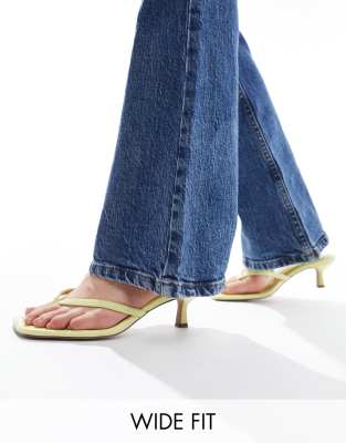  Wide Fit Heatwave toe thong mid sandals in lemon