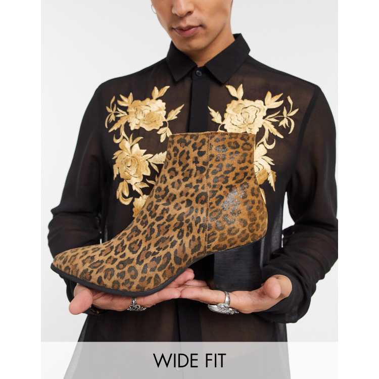 Asos design atom leather sales chelsea boots in leopard print