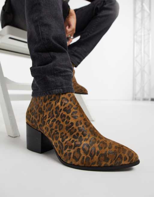 Mens leopard shop print boots