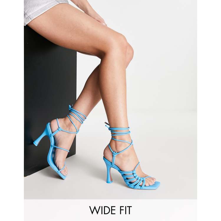 ASOS DESIGN Wide Fit Herald knotted caged tie leg mid heeled