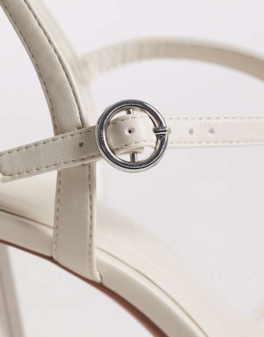 ASOS DESIGN Wide Fit Heron knotted block mid-heel sandals in off white, 2 of 4