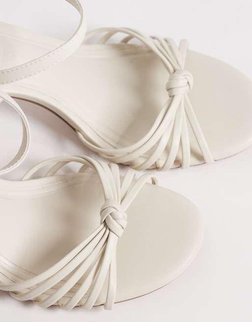 ASOS DESIGN Wide Fit Heron knotted block mid-heel sandals in off white, 3 of 4