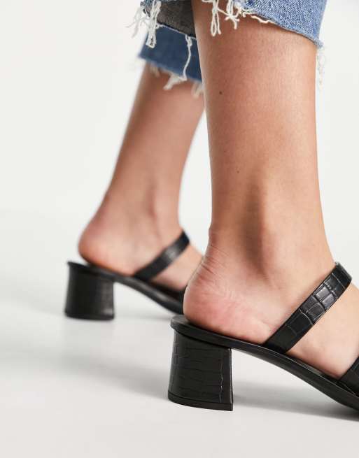 ASOS DESIGN - Wide Fit - Hester - Mules i sort premium-læder med krokodillemønster, 4 af 4