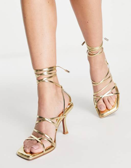 Gold strappy heels outlet asos