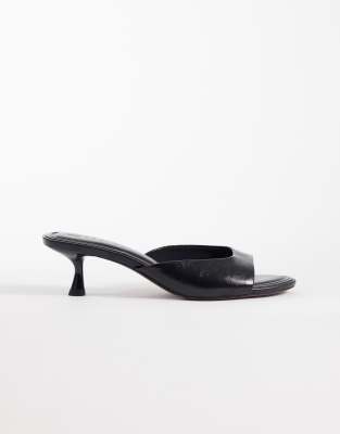 Asos Design Wide Fit High-five Kitten Heel Mules In Black