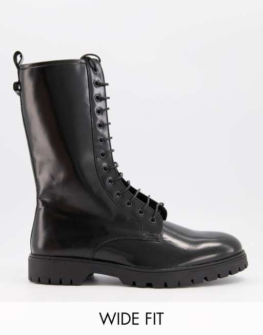 asos lace up black boots