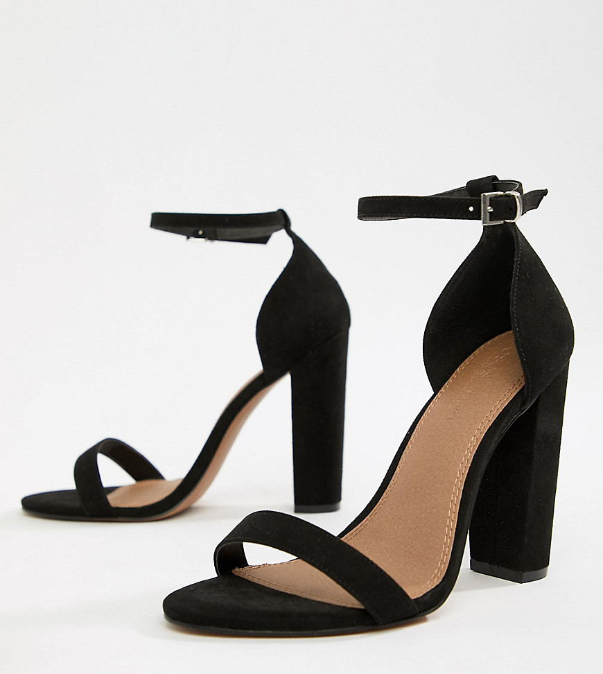 ASOS DESIGN Wide Fit Highball barely there heeled sandals-Black