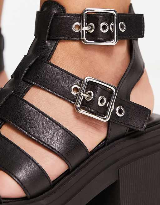 ASOS DESIGN Wide Fit - Highway - Sandales chunky à talon mi-haut - Noir, 3 de 4
