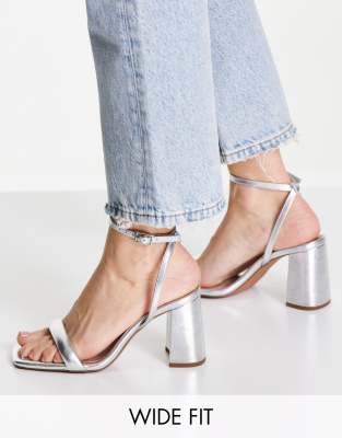 Silver 2 inch block heels sale