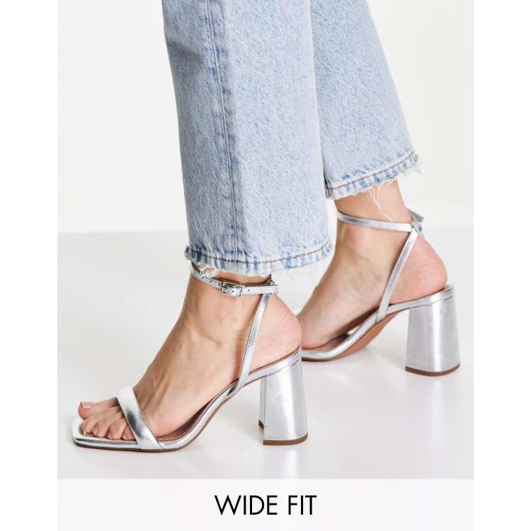 ASOS DESIGN Wide Fit Hilton barely there block heeled sandals in