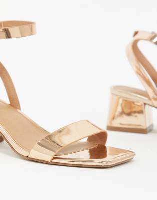 rose gold wide fit block heels